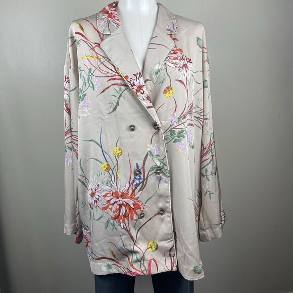y2k style oversized H&M bohemian floral print kimono blazer size large - Picture 3 of 10